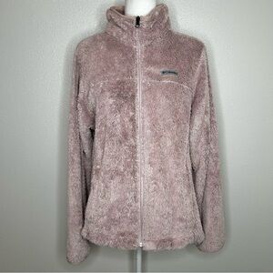 Columbia Womens Light Pink Teddy Cozy Zip-Up Jacket Size XL Pockets
